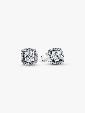 Pandora Square Halo Stud Earrings